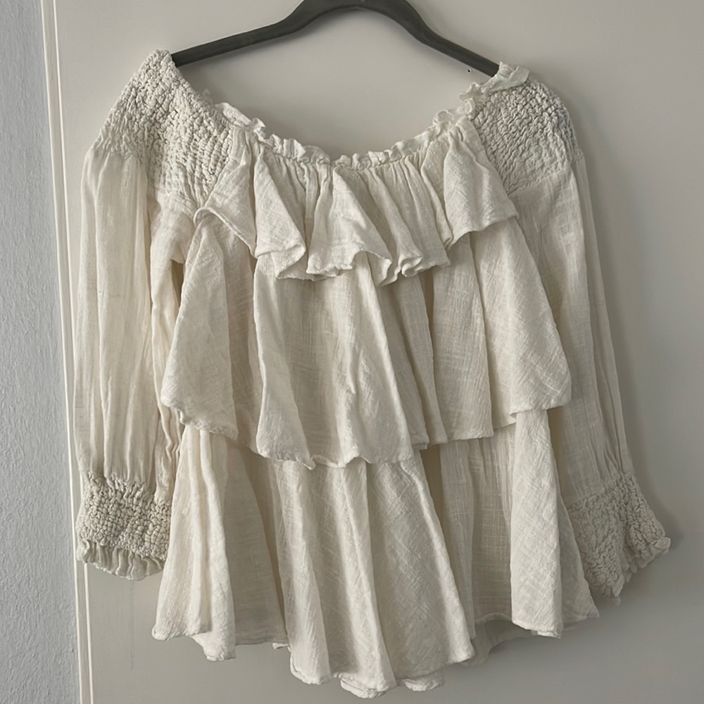 Zara white linen off the shoulder top